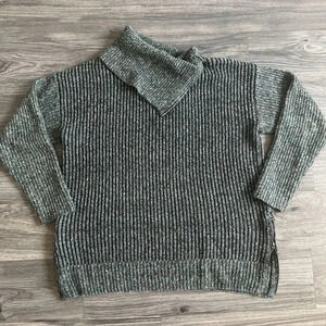 Leo & Nicole Pullover‎ Cowl Neck Knit Sweater Green Size Large Cotton Wool Blend